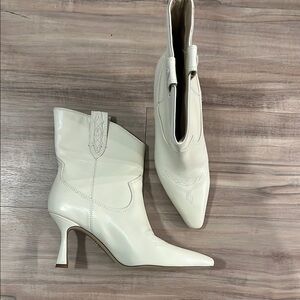 western White Leather Ankle Boots